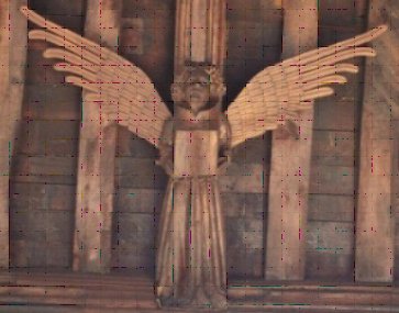 Carved wooden choir angel